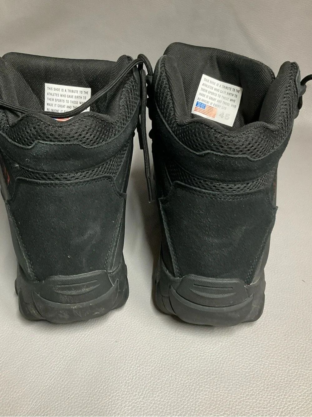 All-Black Tactical Hiking Boots with Red Accent